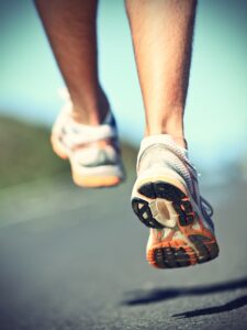 Runnning shoes on runner